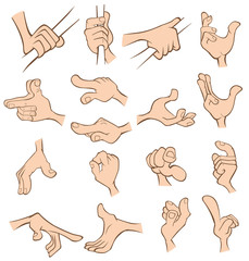 A Set of Vector Cartoon Illustrations. Hands with Different Gestures for you Design.