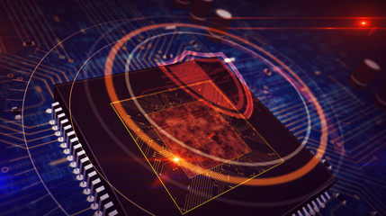 CPU on board with shield hologram display