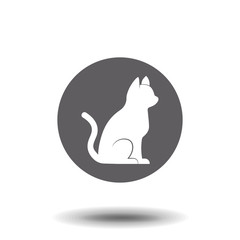 Black cat silhouette. Elegant cat sitting side view with turn around head.