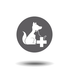 Dogs and cats and pet veterinary care logo icon on background.