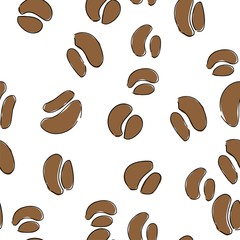 Hand drawn sketch vintage coffee beans seamless pattern. Vector illustration. Background for cafe and restaurant menu design.