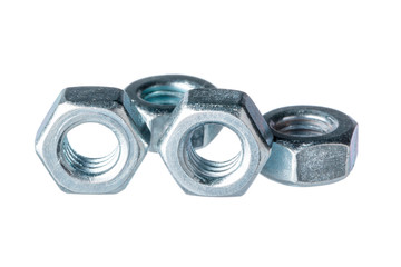 Metal nuts isolated on white background