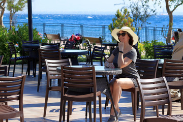 woman on the sea beach