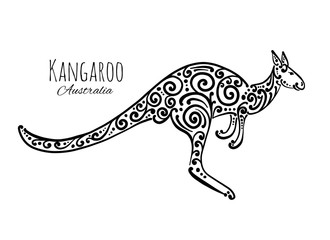 Ornate kangaroo, sketch for your design.