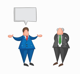 Hand-drawn vector businessman worker talking with his boss