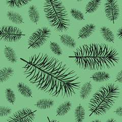 Vector seamless monochrome pattern of palm leaves and tropical plants. Exotic background for seasonal design.