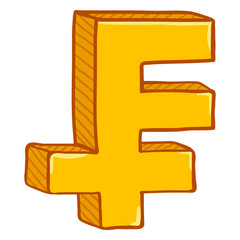 Obraz premium Vector Cartoon Gold Switzerland Currency Symbol. Swiss Franc Sign.
