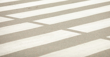 Grunge cross walk was on the asphalt road with white stripe lines symbol transportation between concrete pedestrian