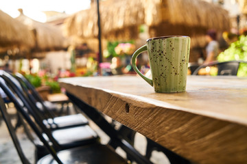 Delicious latte coffee on a table