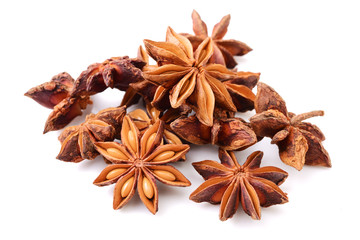 star anise on white background