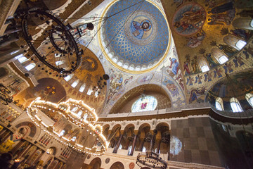 Fototapeta na wymiar Interior of St. Nicholas Cathedral in Kronshtadt (Saint-Petersburg, Russia)