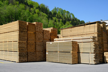 Holzlager, bei Dallenwil, Nidwalden, Schweiz