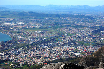 View from Table Mountain, cityscape below 