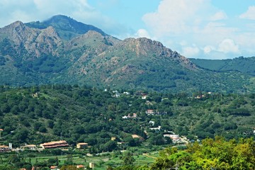 Fototapeta na wymiar Italy-outlook from town Capoliveri on mountains on the island of Elba