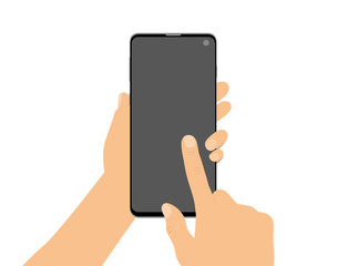 Hand tippt auf Smartphone - flat design android