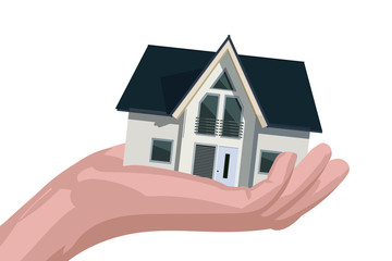 Hand mit modernem Haus