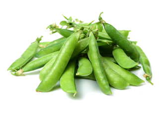 Fresh peas isolated on white background 