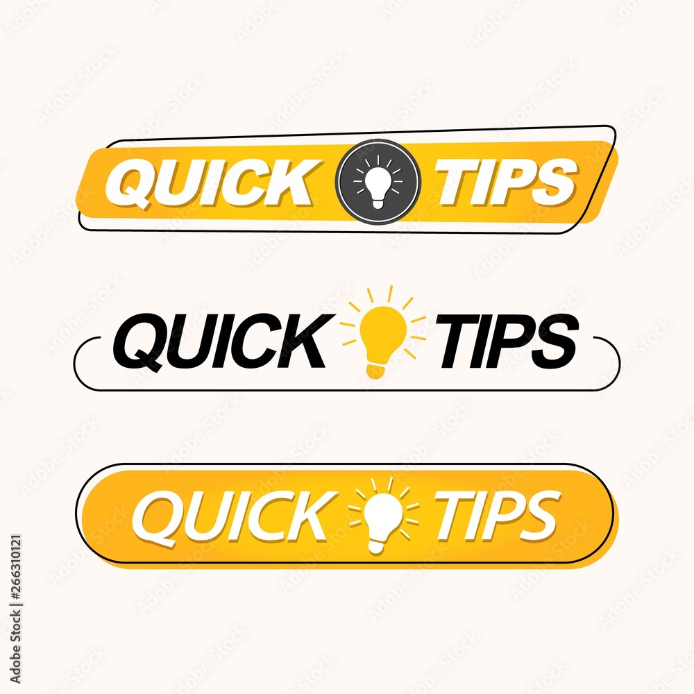 Poster quick tips, hint, helpful tricks, helpful idea, logos, emblems and banners. set of creative trendy b
