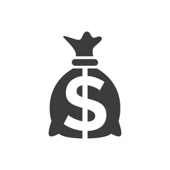 Money bag icon on white background.
