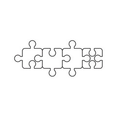 Vector icon concept of jigsaw puzzle pieces connected to each other. Black outline.