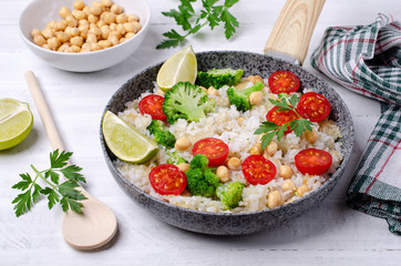 White fried rice with vegetables