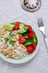 White fried rice with vegetables