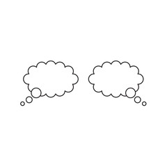 Vector icon concept of two thought bubbles. Black outline.