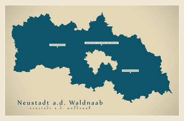 Modern Map - Neustadt a.d. Waldnaab county of Bavaria DE