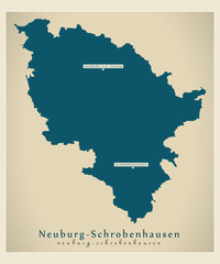 Modern Map - Neuburg-Schrobenhausen county of Bavaria DE