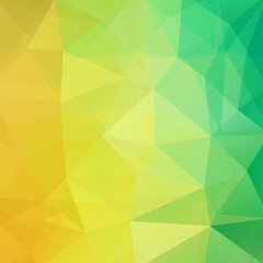 Fototapeta na wymiar Background made of yellow, green triangles. Square composition with geometric shapes. Eps 10