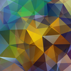 Background made of yellow, brown, green triangles. Square composition with geometric shapes. Eps 10