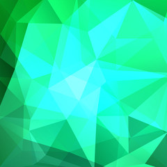 Fototapeta na wymiar Background made of green, blue triangles. Square composition with geometric shapes. Eps 10