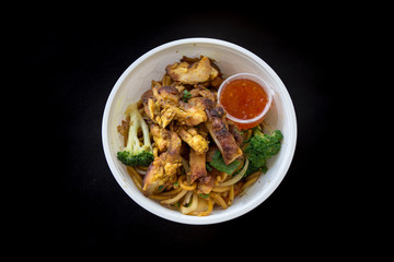 Thai Chicken Noodle in the take out container