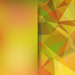 Abstract mosaic background. Blur background. Triangle geometric background. Design elements. Vector illustration. Yellow, green, orange colros.