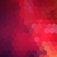 Background made of red, pink, purple hexagons. Square composition with geometric shapes. Eps 10