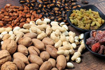 A variety of delicious dried fruits