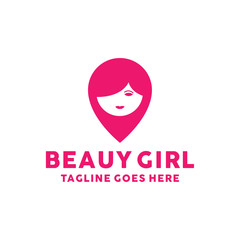 Beautiful woman's face logo design template. Hair, girl, negative space logotype. Creative design concept for beauty salon, Fashion, Cosmetics and spa. Feminine Icon vector icon. 
