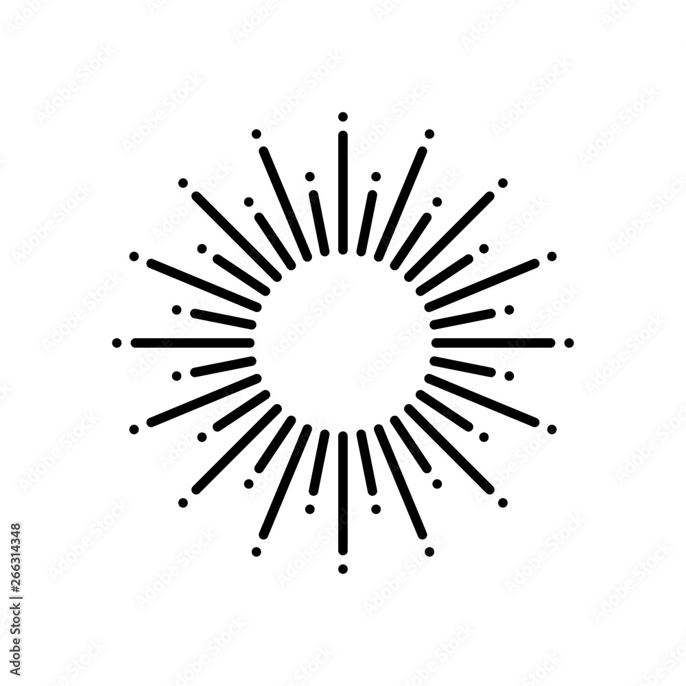 Wall mural sun rays black icon isolated on white background