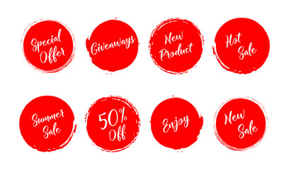 Sale. Summer sale. Giveaway. Special offer. New sale. Grunge style red colored on white background