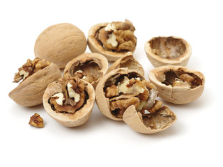 walnuts on white background 
