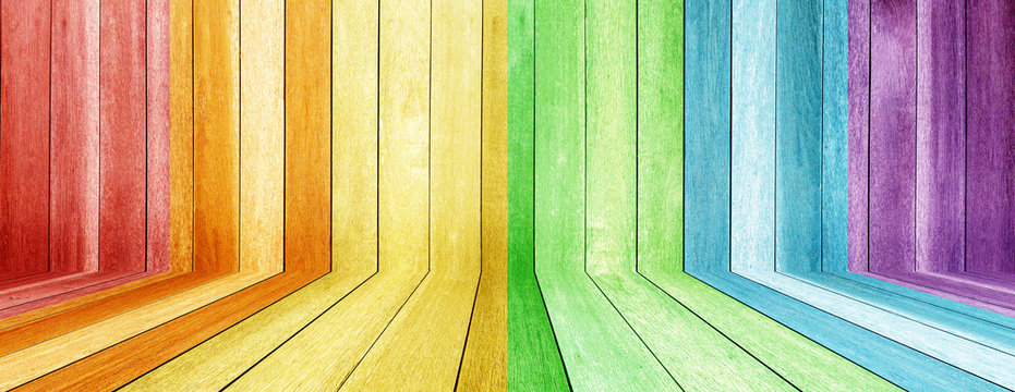 LGBT pattern wood texture table perspective . Vintage variety of colors LGBT tone on timber texture background .