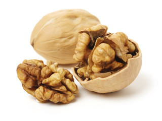 walnuts on white background 