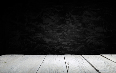 background barrel and worn old table of wood