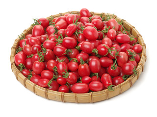 Cherry tomatoes on white background