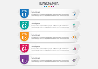 Business infographic labels template with 5 options.Creative concept for infographic..