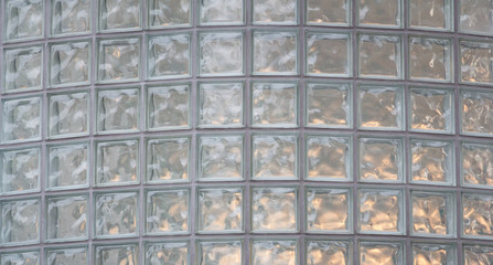 glass block curve wall background and texture. interior transparent wall.