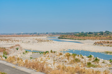 Morning view of a riverbed of Taichung city
