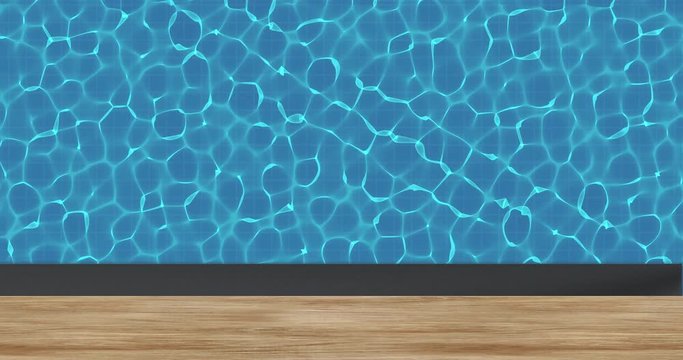 Top view of outdoor swimming pool. Swimming pool abstract concept for summer vacations, relaxation and fun in the sunshine, with space for your text.