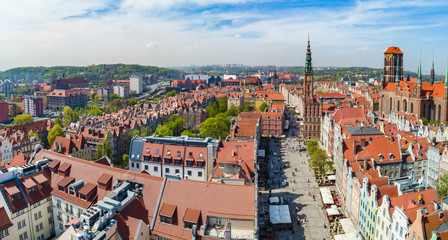 Gdańsk panoram miasta z lotu ptaka. Stare miasto i Długi Targ.