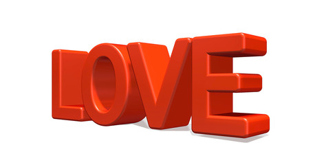 3D illustration of Love text on white background. 3D rendering.